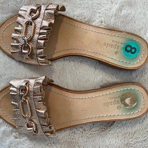 Kate Spade Ruffle Slides Rose Gold Beau 8